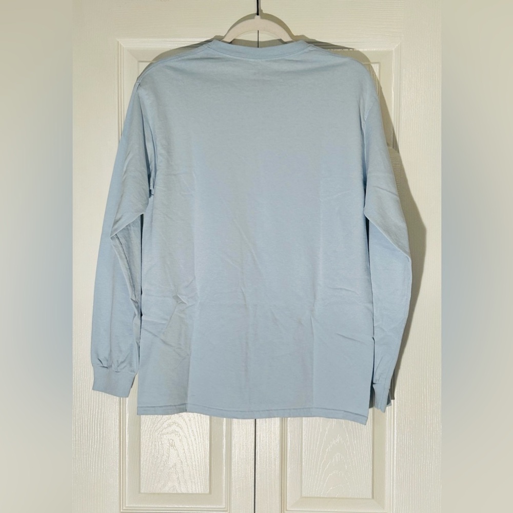 Women’s Adidas Trefoil Print Light Blue and White Long Sleeve Shirt - Picture 4 of 6